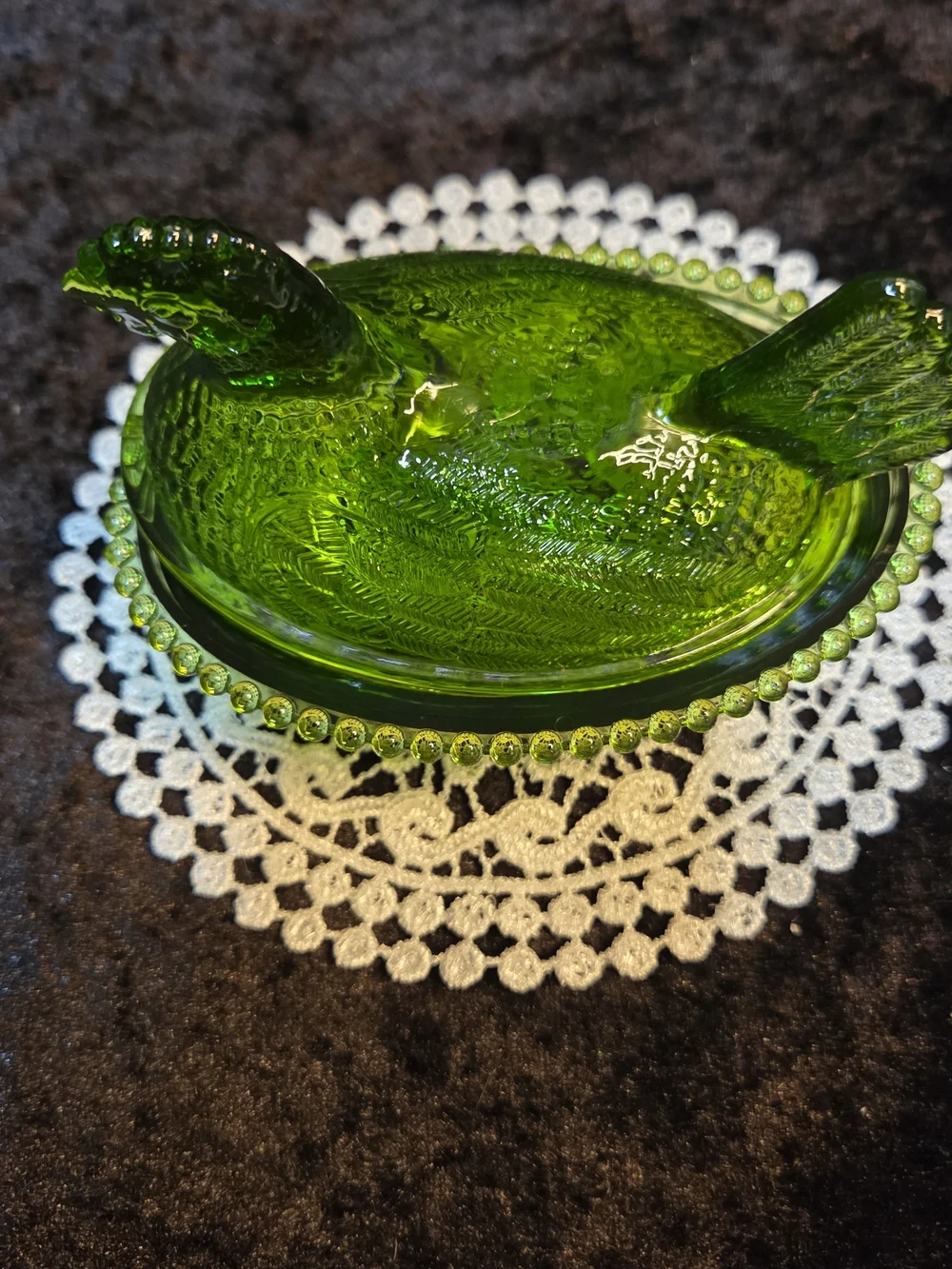 Green Hen on a Nest Unbranded Acrylic (Plastic) Measures 5 Inches Long